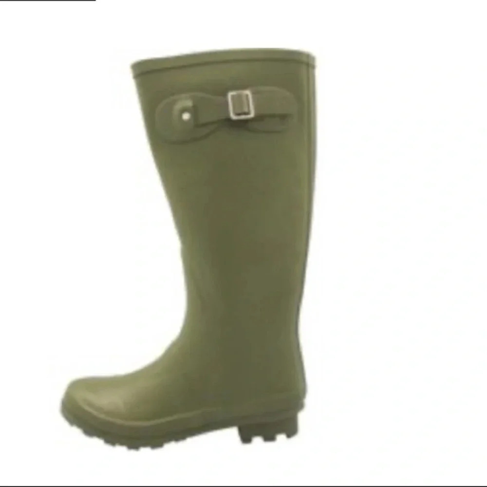Norty Matte Green Hi Calf Rain Boots Size 11 New